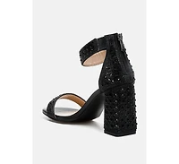 Cady Rhinestones And Sequins Block Sandals