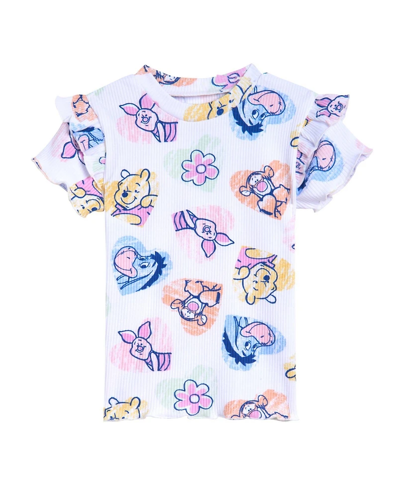Winnie the Pooh Baby Girls Minnie Mouse Lilo & Stitch Peplum T-Shirt and Bike Shorts Outfit Set Newborn to