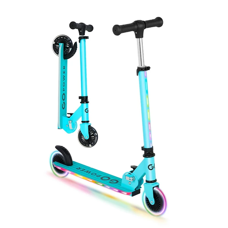 GoLume Kids Kick Scooter Light Up Wheels & Deck Ages 5 | Blue