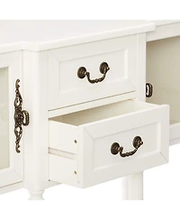Kings Brand Furniture Modern Sideboard Buffet Cabinet, Console Sofa Table with Glass Doors, Storage Drawers & Shelves for Kitchen, Dining Living Room
