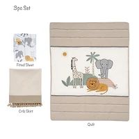 Lambs & Ivy Jungle Adventure Linen/Cotton 3-Piece Nursery Baby Crib Bedding Set