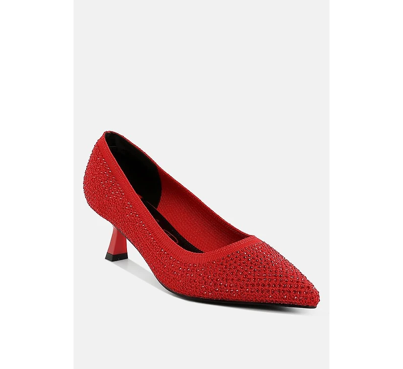 London Rag Vimto Breathable Flyknit Rhinestone Pumps