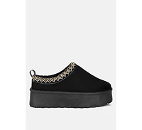 Struter Embroidered Platform Fur Classic Slip-On