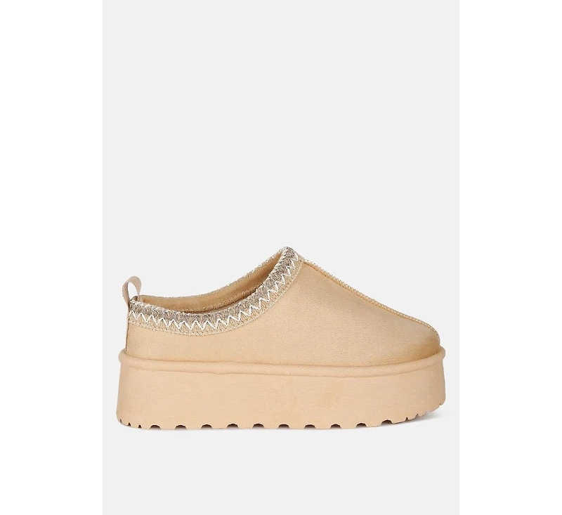 Struter Embroidered Platform Fur Classic Slip-On