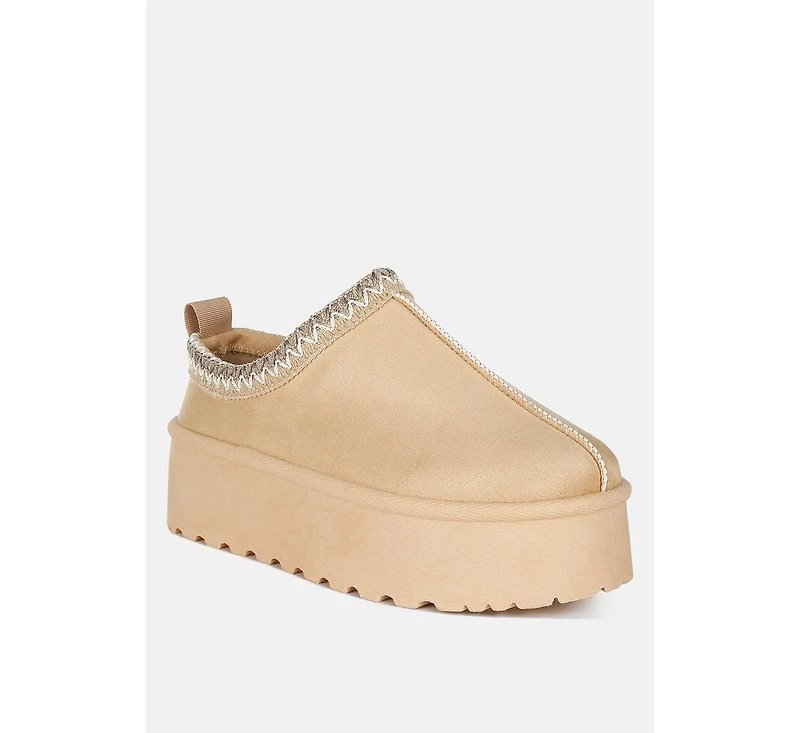 Struter Embroidered Platform Fur Classic Slip-On