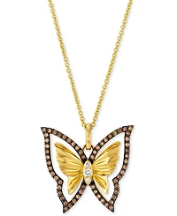 Le Vian Nude Diamond & Chocolate Diamond Butterfly Pendant Necklace (1/3 ct. t.w.) in 14k Honey Gold