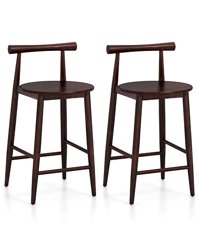 Bar Chair Counter Height Stools Set of with Acacia Wood Frame Supporting Legs