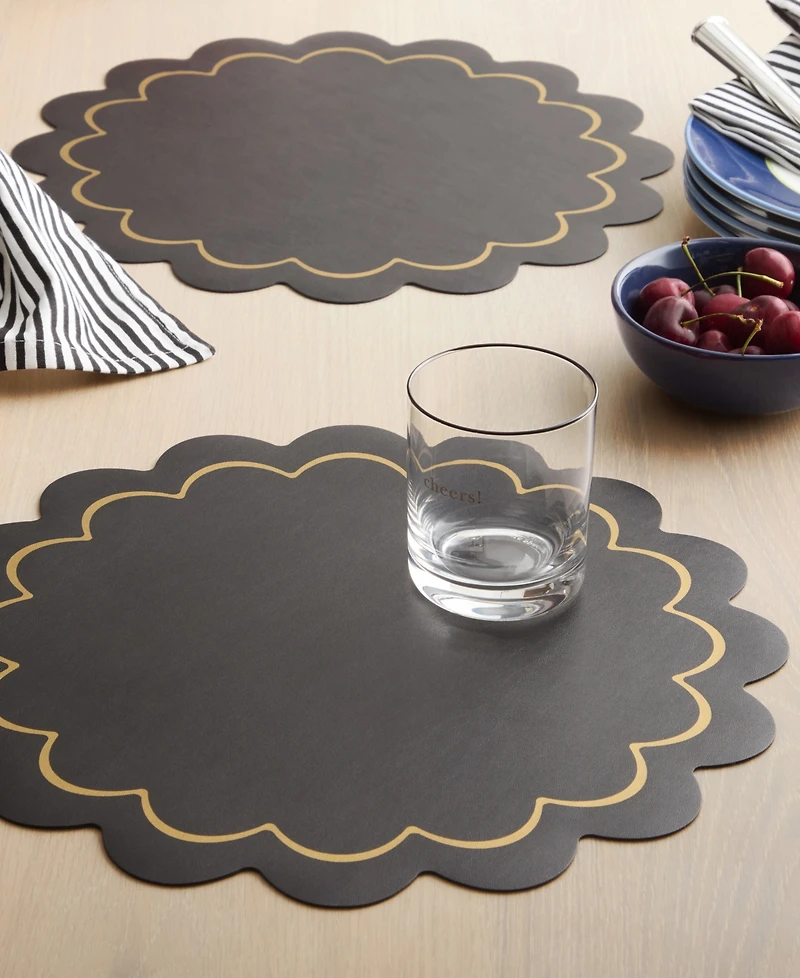 kate spade new york Scallop Edge 15" Round Reversible Placemats, Set of 6
