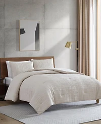 Kenneth Cole New York Serenity Wavy Lines Beige Embossed 3-Pc. Duvet Cover Set, Full/Queen