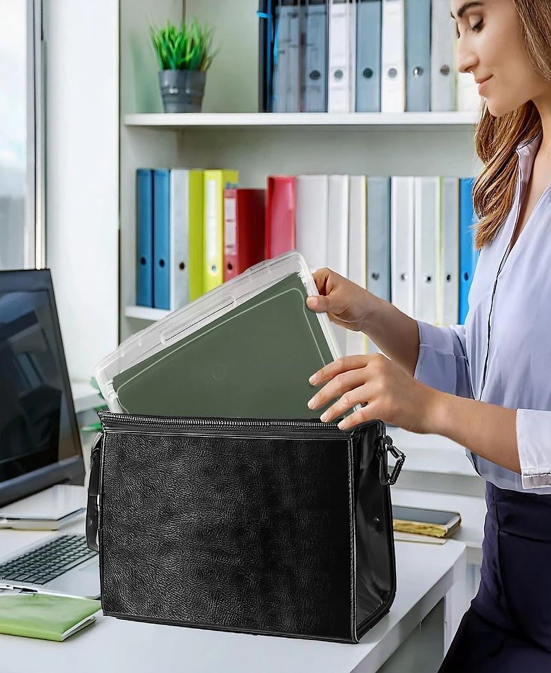 Sorbus Single-Piece Wide Hanging File Organizer Bin Clear Plastic Stackable for Document Storage