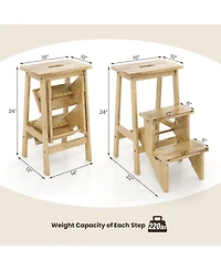 Slickblue 3-in-1 Rubber Wood Step Stool with Convenient Handle For Home