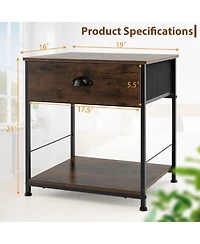 Gymax 2PCS 2-tier Nightstand Bedside End Sofa Coffee Table Bedroom Living Room