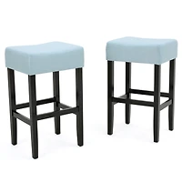 Streamdale Furniture Set Of 2, 26.75" Backless Leather Counter Height Barstool, Light Blue