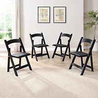 Streamdale Furniture Upholstered Folding Chair, Space Saving,Easy to Carry, 4PCS, Black cushion/Black shelf, Dining room