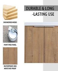 Streamdale Furniture 60" Wall-Mounted Bathroom Vanity with Sink and Storage