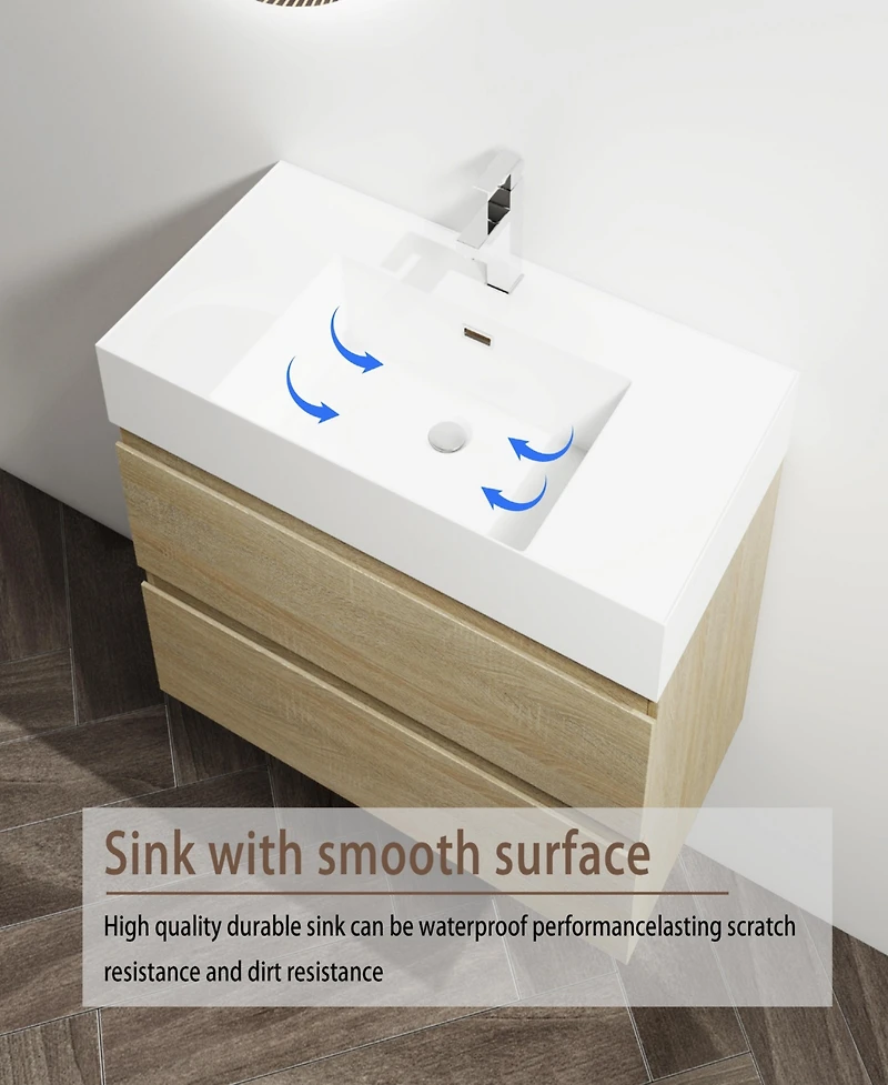 Streamdale 36" Wall-Mounted Vanity with Resin Sink and Soft-Close Drawers
