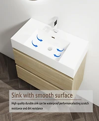 Streamdale 36" Wall-Mounted Vanity with Resin Sink and Soft-Close Drawers