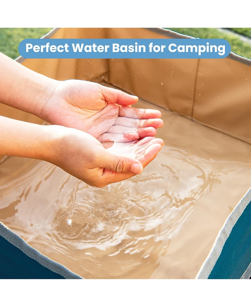 2 Pieces Folding Camping Tables with Large Capacity Storage Sink for Picnic
