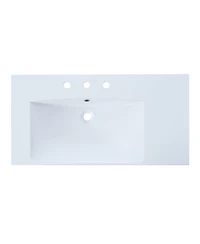 36" Single Bathroom Basin Sink, Left Offset Sink Vanity Top Only, 3-Faucet Holes, Resin