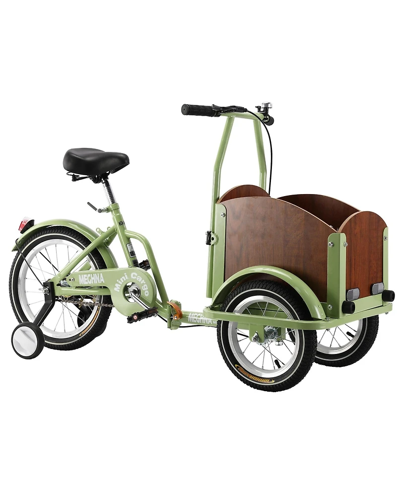 Streamdale Furniture Foldable Tricycle for Kids Ages 6-12,Mini Cargo Bike, Pet Bike, Reverse Tricycle, Outdoor Parent-Child Bike for travel, With Carg