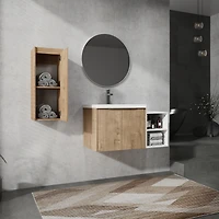 36" Wall-Mounted Bathroom Vanity With Sink and Side Cabinet, Soft Close Doors