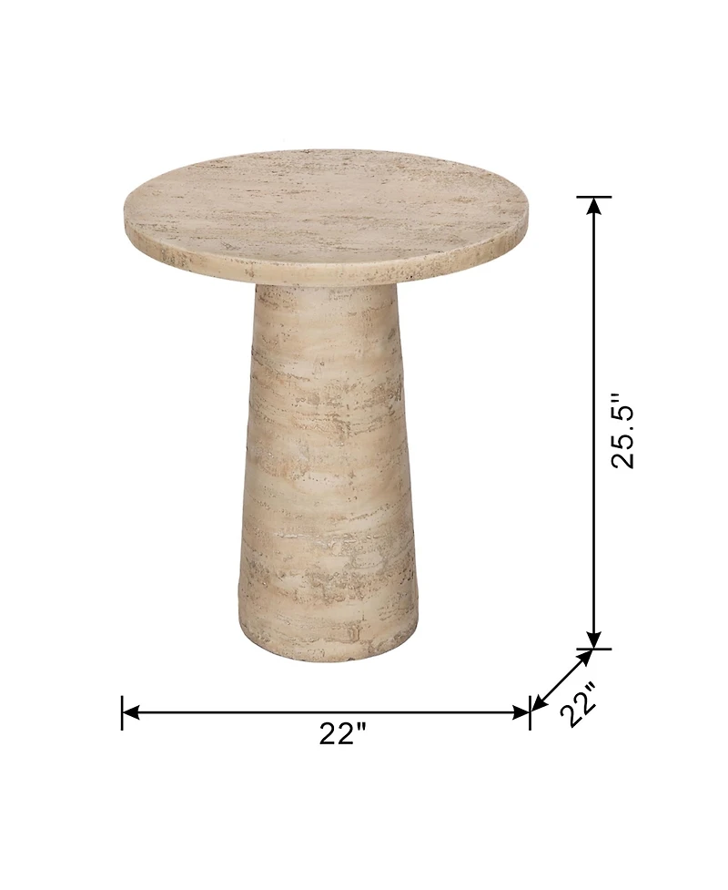 Streamdale Furniture 22x22x25.5" Cream Round Side Table with Pedestal Base