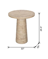 Streamdale Furniture 22x22x25.5" Cream Round Side Table with Pedestal Base