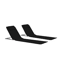 vidaXL Folding Beach Mats 2 pcs Steel and Fabric Black