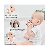 Smily Mia Reindeer Baby Teething Toy for Infants 3 Months Plus, Soothing Wearable Baby Chew Toy Sucking Needs & Pacifier for Newborns - Light Pink