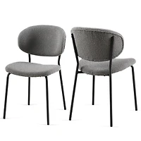 Streamdale Furniture Grey Boucle Fabric Dining Chairs Set of 2,Dining Chairs with Metal Legs for Dining Room, Kitchen, Living Room