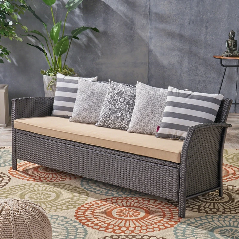Elegant And Durable Wicker 3-Seater Sofa For Outdoor Comfort