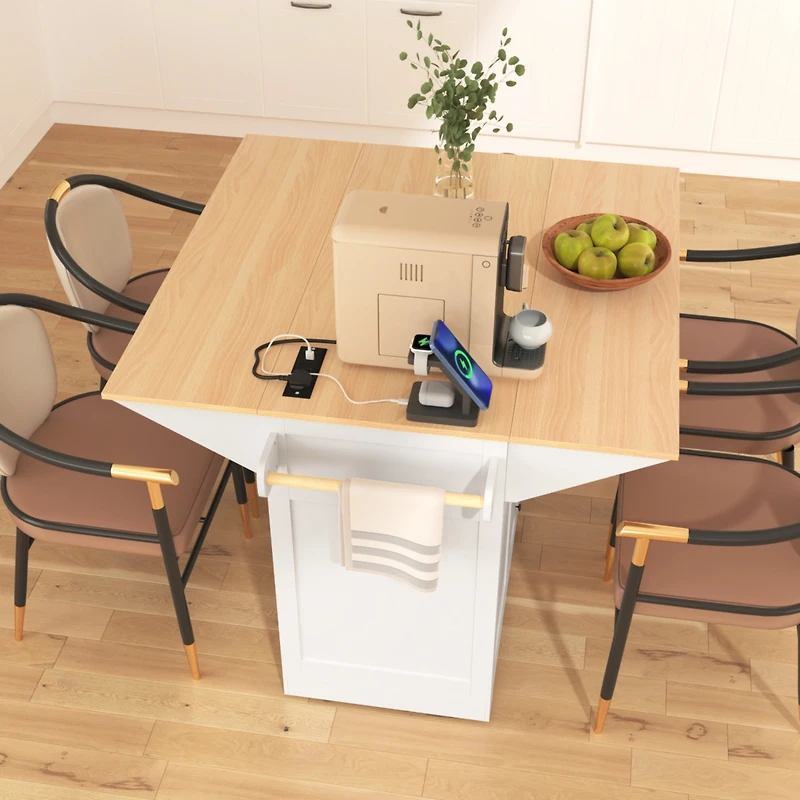 Streamdale Multifunctional Kitchen Island with Ample Storage and Power Outlet