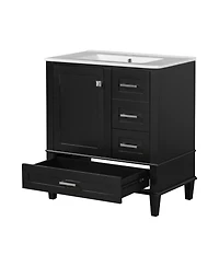 30" Bathroom Vanity, Modern Bathroom Cabinet with Sink Combo Set, Bathroom Storage Cabinet with a Soft Closing Door and 3 Drawers, Solid Wood Fra