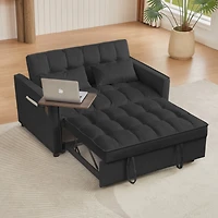 Streamdale Furniture Black Velvet Loveseat Sofa Bed