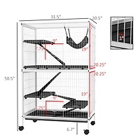 50" H 5-Tier Small Animal Cage, Ferret Cage, Large Chinchilla Cage with Hammock Accessory Heavy-Duty Steel Wire, Small Animal Habitat with 4 Door