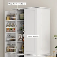65" Kitchen Pantry Cabinet, Modern Storage Cabinet with Doors and Shelves, Freestanding Cupboard for Dining Room, White