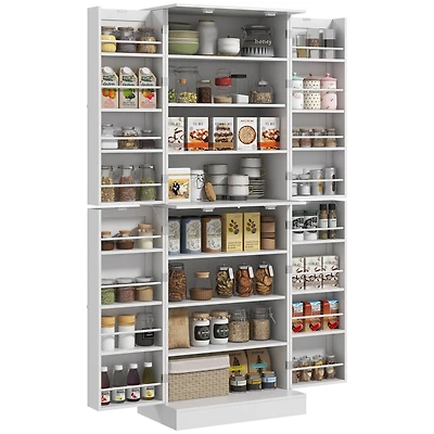 65" Kitchen Pantry Cabinet, Modern Storage Cabinet with Doors and Shelves, Freestanding Cupboard for Dining Room, White