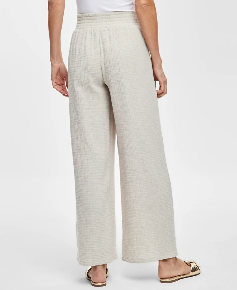 Jm Collection Women's Wide Leg Cotton Gauze Pants, Created for Macy's