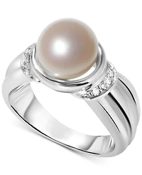 Cultured Freshwater Pearl (9-1/2mm) & Diamond (1/20 ct. t.w.) Ring in Sterling Silver