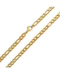 Bling Jewelry Heavy Solid 7mm Gold Plated Stainless Steel Figaro Chain Necklace