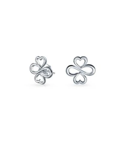Bling Jewelry Ayllu Amulet Talisman Inspirational Intertwine Symbol Heart Infinity Clover For Love Luck Unity Stud Earrings Rose Gold Plated .925 Sterling Silver