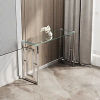 Streamdale Stainless Steel Glass Console Table