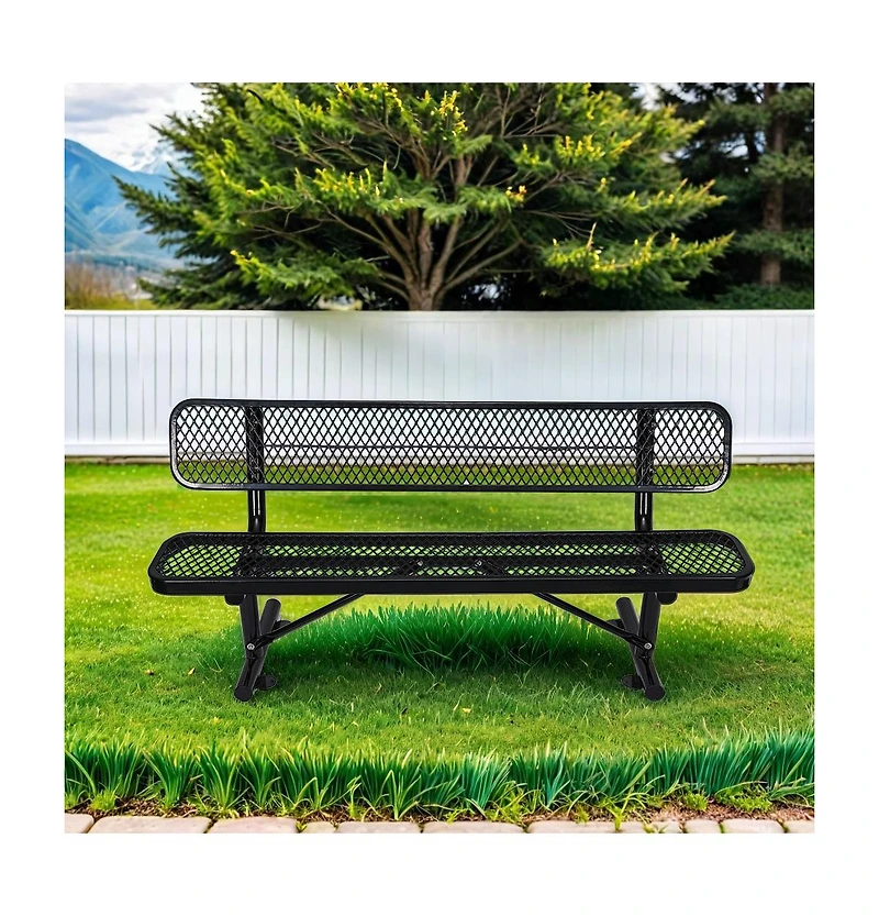 Streamdale 6 ft. Outdoor Steel Bench with Backrest in Black