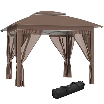 12' x 12' Pop Up Canopy Tent with Netting and Carry Bag, Instant Sun Shelter with 137 sq.ft Shade, Tents for Parties, Height Adjustable, for Outdoor,