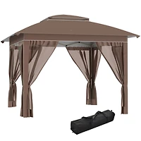 12' x 12' Pop Up Canopy Tent with Netting and Carry Bag, Instant Sun Shelter with 137 sq.ft Shade, Tents for Parties, Height Adjustable, for Outdoor,