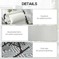 2 Piece Outdoor Rocking Chair Set, Patio Folding Lawn Rocker Set with Headrests for Yard, Patio, Deck, Backyard, Cream White