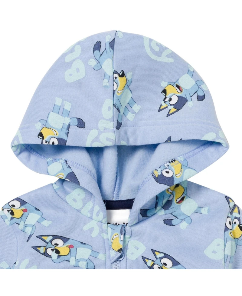 Bluey Little Boys Fleece Zip Up Hoodie and Jogger Pants Set