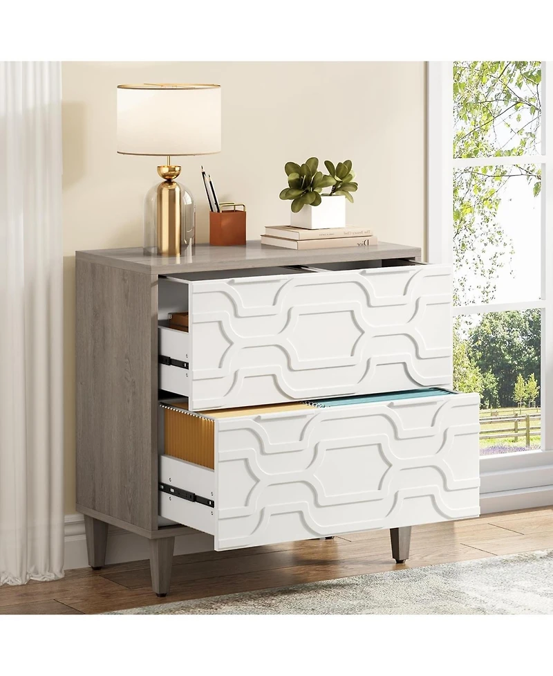 Tribesigns 2-Drawer File Cabinet, Lateral Filing Cabinet for A4/Letter/Legal Size, Office Storage Cabinet, Printer Stand with Storage Drawer for Home