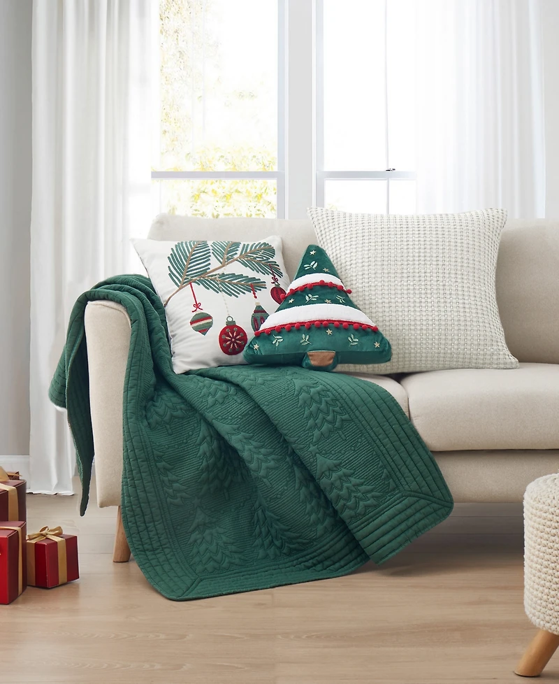Levtex O Christmas Tree Stitching Quilted Throw, 50" x 60"