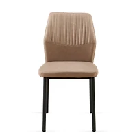 Simplie Fun Beige Pu Leather Dining Chairs Living Room Chair Modern Kitchen Armless Side Chair with Metal Legs(Set of 4)